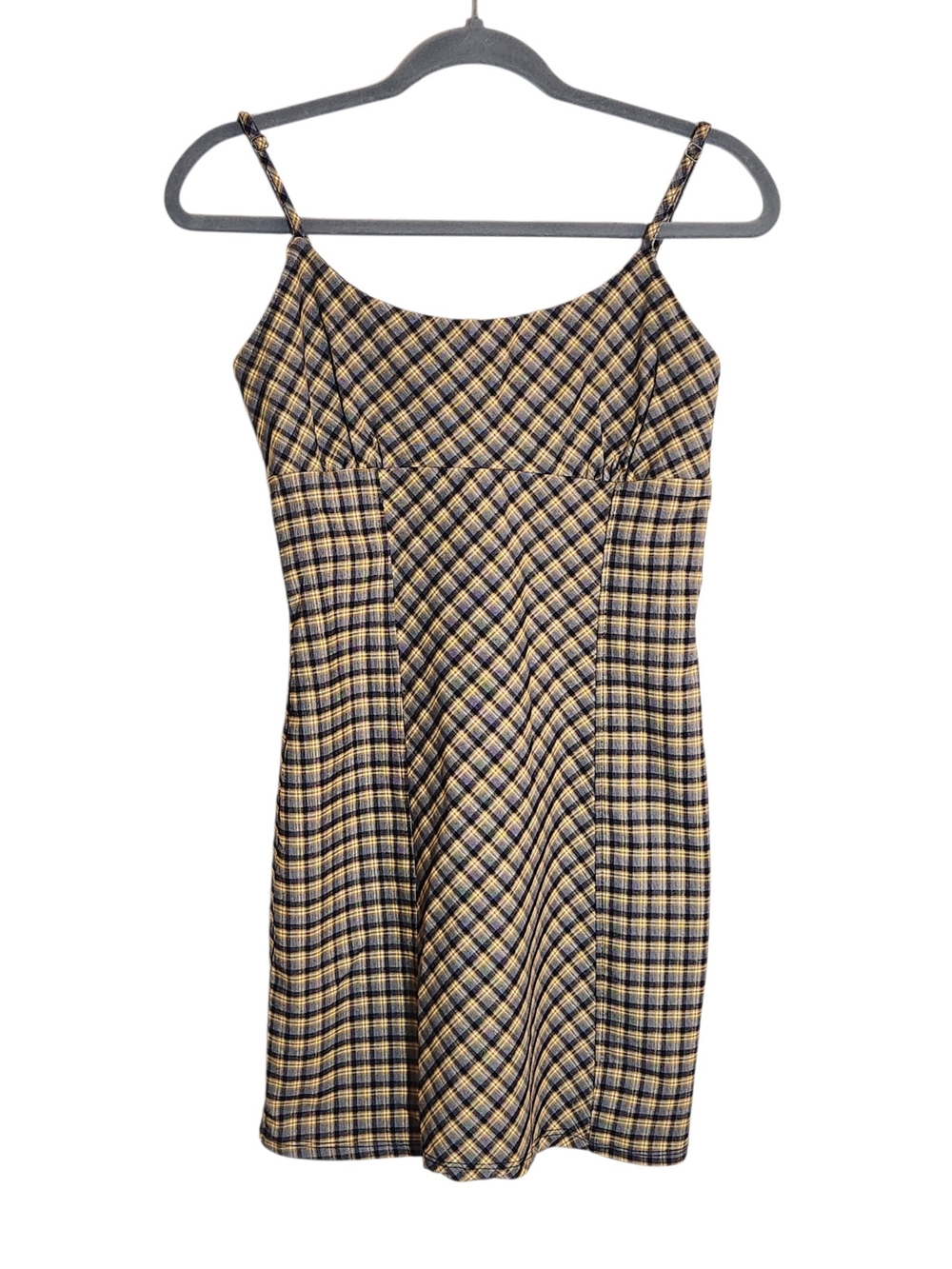 Wild Fable Navy and Gold Plaid Bodycon Mini Dress Size Small